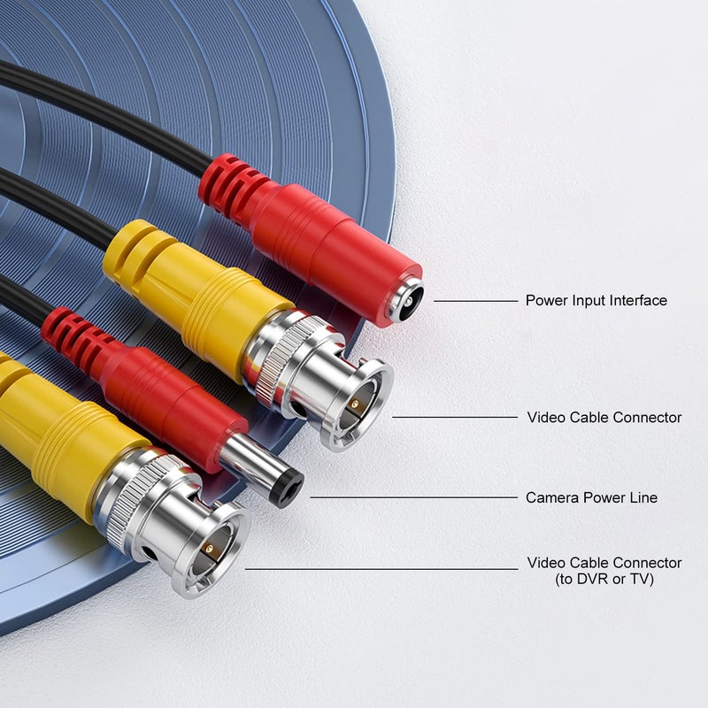 WILDHD BNC Cable 150ft All-in-One Siamese BNC Video and Power Security Camera Wire, CCTV Cable with 2 Female Connectors for All Max 5MP HD CCTV DVR Surveillance System (150ft Cable,Black) - Image 2